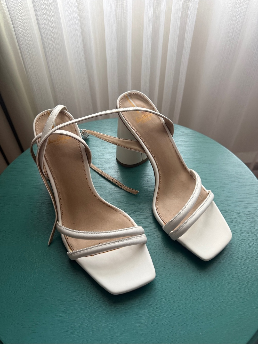 Sam Edelman White Strappy Block Heel Sandals